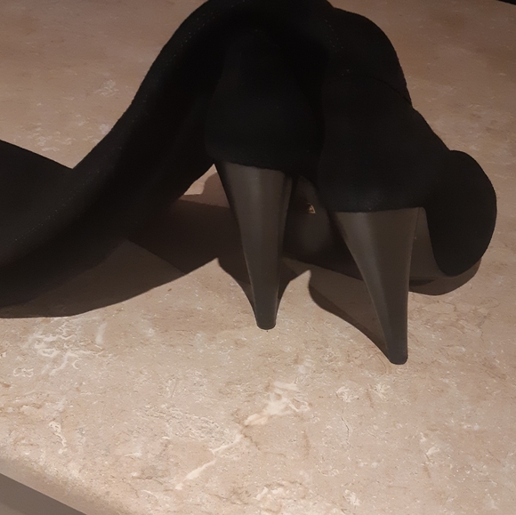 Gorgeous Black Leather Suede Thigh High Boots Sz 7 - Picture 9 of 14
